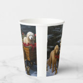 Goldendoodle Snowy Sleigh Kerst Decor Papieren Bekers (Rechts)