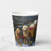 Goldendoodle Snowy Sleigh Kerst Decor Papieren Bekers (Voorkant)