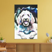 Goldendoodle Soft Pastel Waterverf "Happy Dog" Canvas Afdruk (Insitu (Woonkamer))