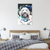 Goldendoodle Soft Pastel Waterverf "Happy Dog" Canvas Afdruk (Insitu (Slaapkamer))