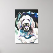 Goldendoodle Soft Pastel Waterverf "Happy Dog" Canvas Afdruk (Voorkant)
