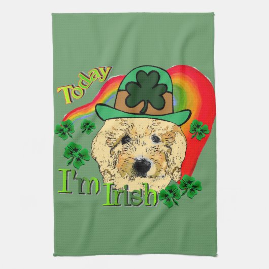 Goldendoodle St. Patrick's Dag Theedoek (Verticaal)