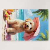 Goldendoodle strand relax scène legpuzzel (Horizontaal)