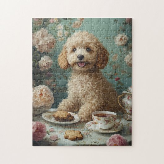 Goldendoodle Tea Party Kunst Legpuzzel (Verticaal)