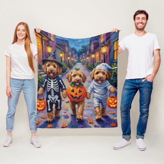 Goldendoodle Trick-or-Treating Halloween Costumes Fleece Deken (In situ)