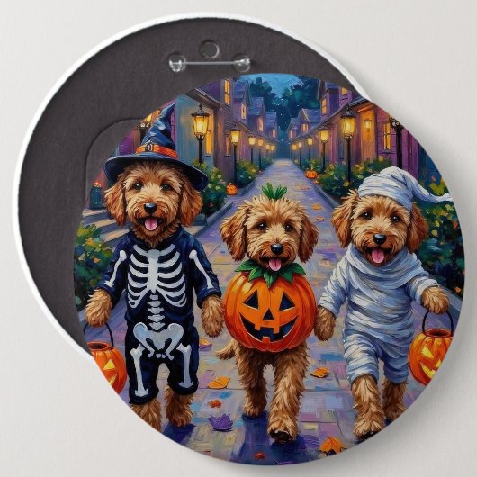 Goldendoodle Trick-or-Treating Halloween Costumes Ronde Button 6,0 Cm (Voorkant /achterkant)