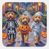 Goldendoodle Trick-or-Treating Halloween kostuums Vierkante Sticker (Voorkant)