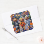 Goldendoodle Trick-or-Treating Halloween kostuums Vierkante Sticker (Envelop)