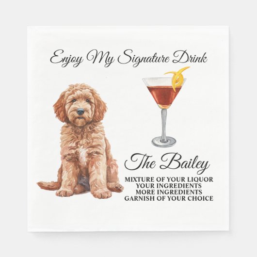 Goldendoodle Trouwhandtekening Drink servetten (Voorkant)