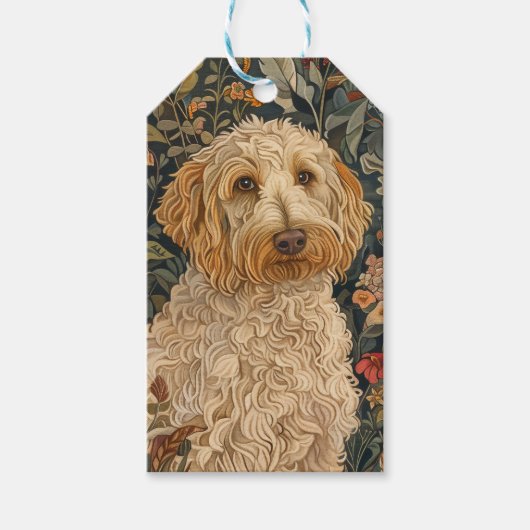 Goldendoodle Tuin Tapestry Verjaardagsfeest Cadeaulabel (Voorkant)