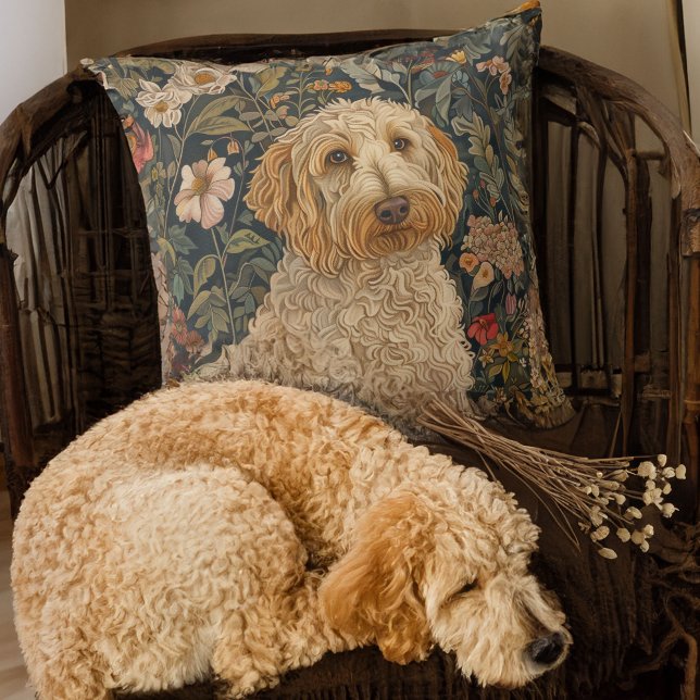 Goldendoodle Tuin Tapestry Verjaardagsfeest Kussen (Creator heeft geüpload)