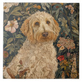 Goldendoodle Tuin Tapestry Verjaardagsfeest Tegeltje (Voorkant)