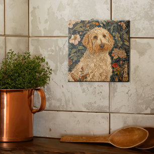 Goldendoodle Tuin Tapestry Verjaardagsfeest Tegeltje