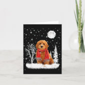 Goldendoodle Under Moonlight Snow Christmas Pajama Kaart (Voorkant)