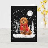Goldendoodle Under Moonlight Snow Christmas Pajama Kaart (Gele Bloem)