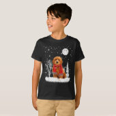 Goldendoodle Under Moonlight Snow Christmas Pajama T-shirt (Voorkant volledig)