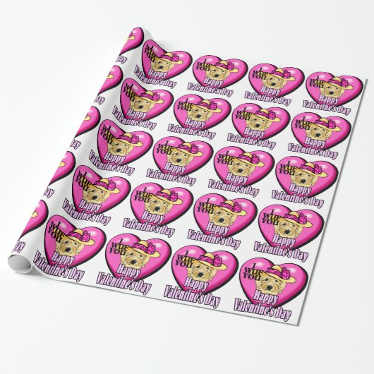 Goldendoodle Valentijnsdag Cadeaupapier (Uitgerold)