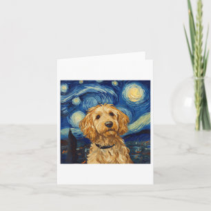 Goldendoodle Van Gogh Sterrennacht Kaart