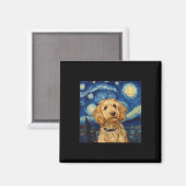 Goldendoodle Van Gogh Sterrennacht Magneet (Voorkant / Achterkant)
