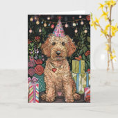 Goldendoodle Verjaardag Kaart (Gele Bloem)