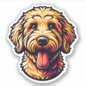 Goldendoodle Vinyl Dog Sticker (Voorkant)