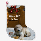 Goldendoodle Vrolijk Kerstfeest Kleine Kerstsok (Voorkant)