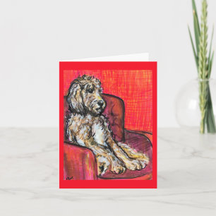 Goldendoodle-Wachten tot het feest begint Kaart