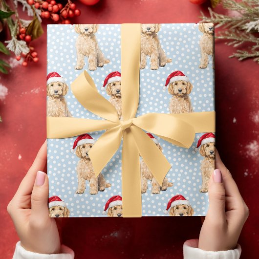 Goldendoodle Waterverf hondenkerst Cadeaupapier