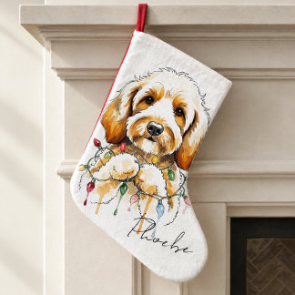 Goldendoodle-waterverf Hondennaam Vakantie Grote Kerstsok