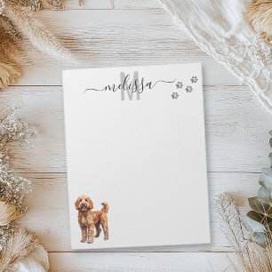 Goldendoodle Waterverf Monogram gepersonaliseerd Notitieblok