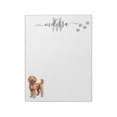 Goldendoodle Waterverf Monogram gepersonaliseerd Notitieblok (Linkerzijde)