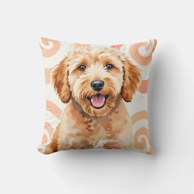 Goldendoodle-waterverf-spiraalwervelingskunst Kussen (Voorkant)