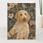Goldendoodle William Morris Style Floral Dank u Bedankkaart (Voorkant)