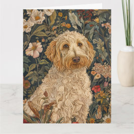 Goldendoodle William Morris Style Floral Dank u Bedankkaart