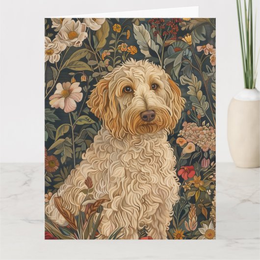 Goldendoodle William Morris Style Floral Dank u Bedankkaart (Voorkant)