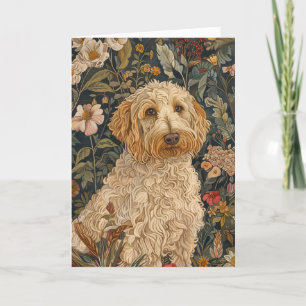 Goldendoodle William Morris Style Floral Dank u Bedankkaart