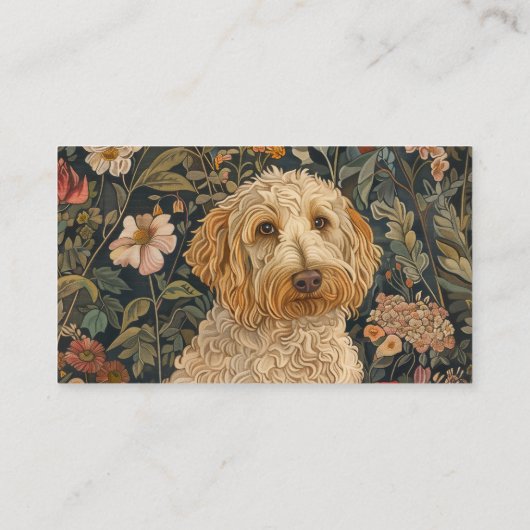 Goldendoodle William Morris Style Floral Visitekaartje (Achterkant)