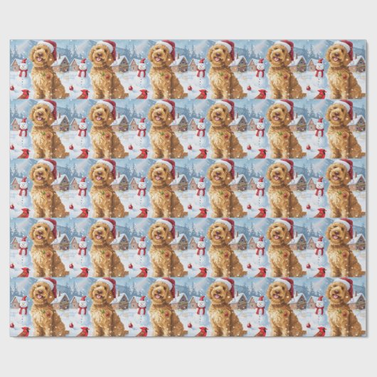 Goldendoodle Winter Wonderland Christmas Joy Cadeaupapier (Vlak)
