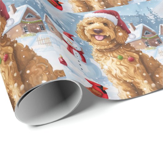 Goldendoodle Winter Wonderland Christmas Joy Cadeaupapier (Rol Hoek)