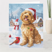 Goldendoodle Winter Wonderland Christmas Joy Kaart (Voorkant)