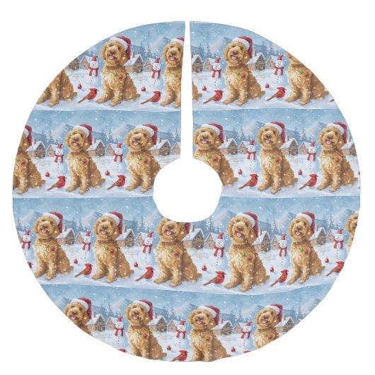 Goldendoodle Winter Wonderland Christmas Joy Kerstboom Rok (Voorkant)