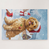 Goldendoodle Winter Wonderland Christmas Joy Legpuzzel (Horizontaal)