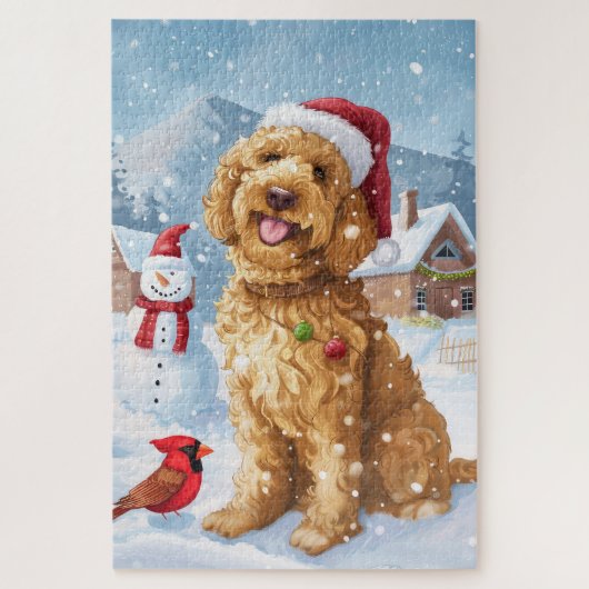 Goldendoodle Winter Wonderland Christmas Joy Legpuzzel (Verticaal)