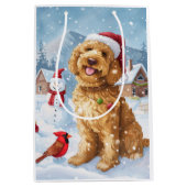 Goldendoodle Winter Wonderland Christmas Joy Medium Cadeauzakje (Voorkant)
