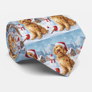 Goldendoodle Winter Wonderland Christmas Joy Stropdas