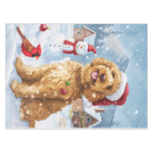 Goldendoodle Winter Wonderland Christmas Joy Tafelkleed (Voorkant (Horizontaal))