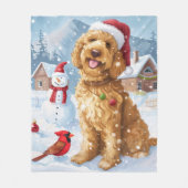 Goldendoodle Winter Wonderland Kerstvreugde Fleece Deken (Voorkant)