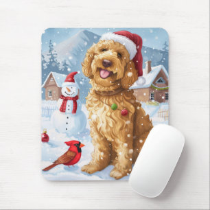 Goldendoodle Winter Wonderland Kerstvreugde Muismat