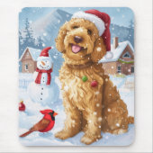 Goldendoodle Winter Wonderland Kerstvreugde Muismat (Voorkant)