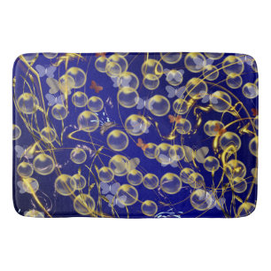 goldene blasen auf dunkel blauem untergrund badmat